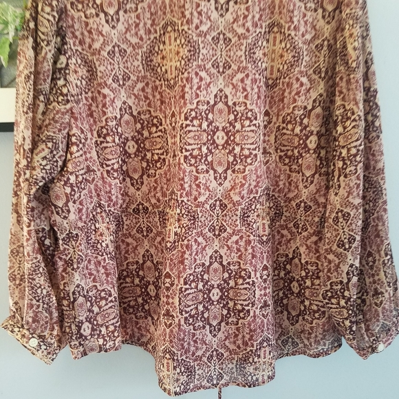 Madewell 3/4 Drawstring Kaleidoscope Print Top S - Picture 10 of 12